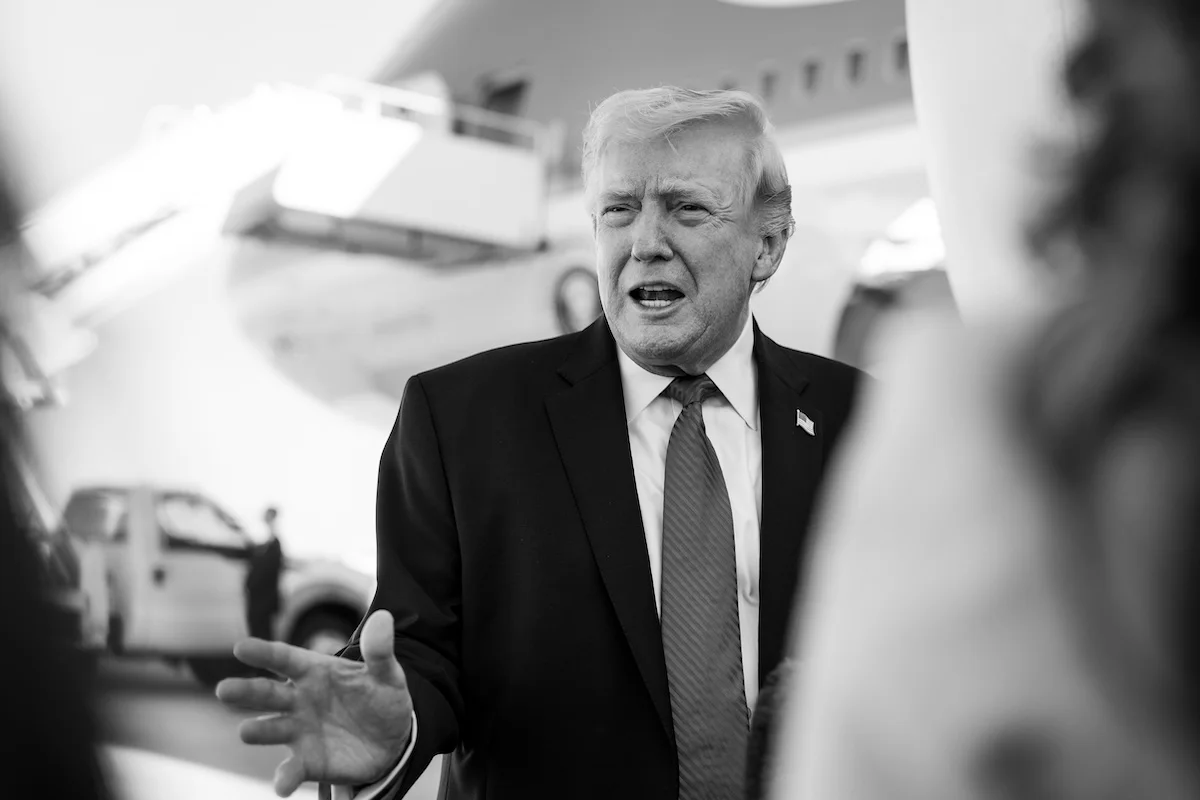 US President Donald Trump speaking to reporters