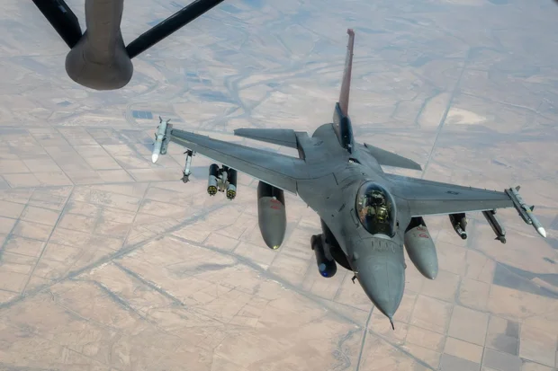 F-16 fighter jets fly over the Middle East during a patrol. U.S. forces remain present and vigilant throughout the region. Jun 25, 2026 Photo: US Centcom