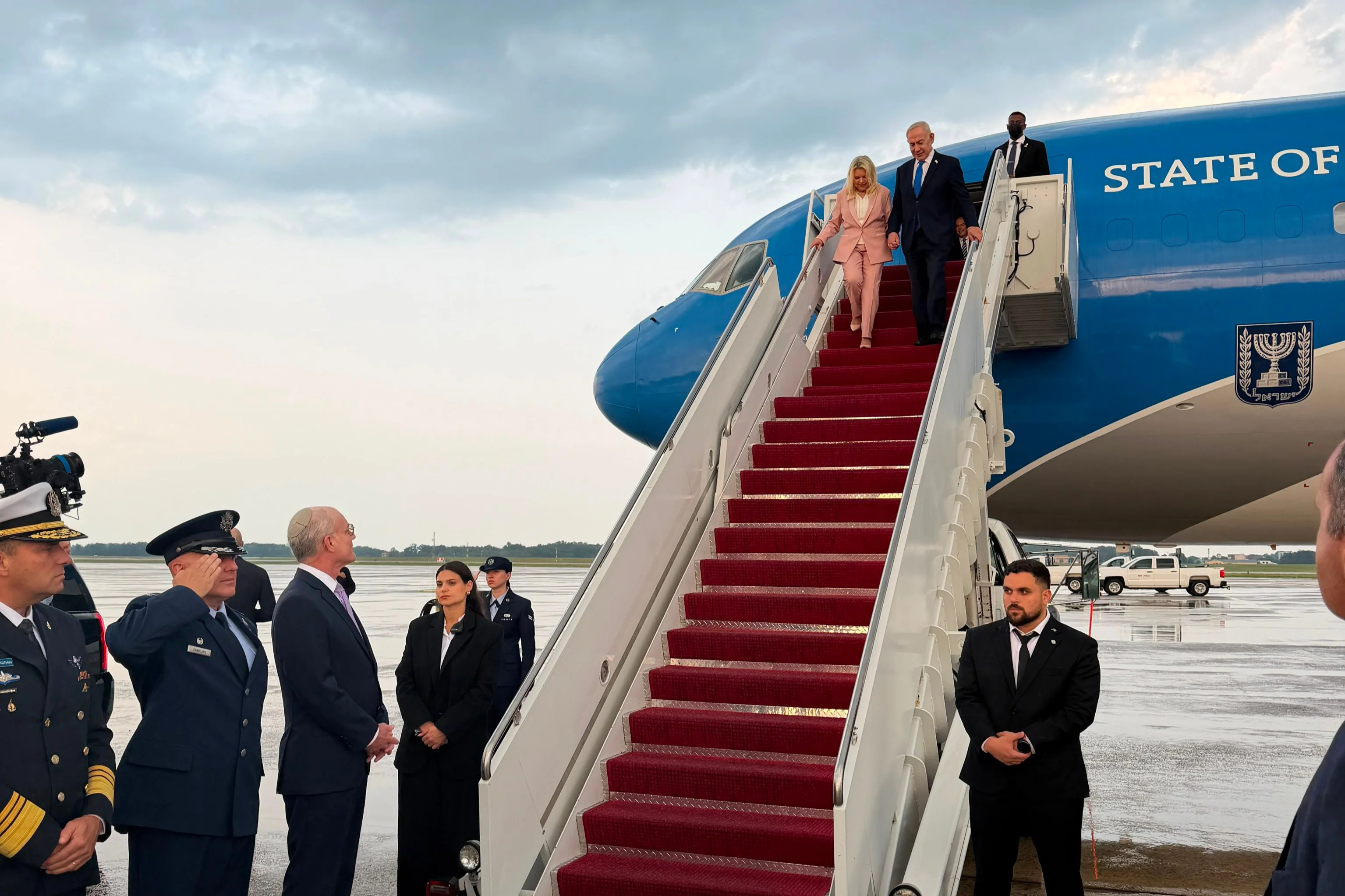 Israeli Prime Minister Benjamin Netanyahu and his wife, Sara Netanyahu, arrive in Washington, D.C