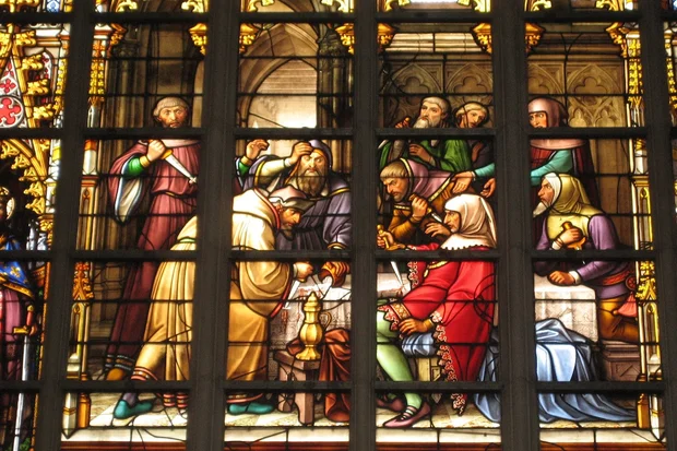 19th-century depiction of the alleged profanation, in the Cathedral of St. Michael and St. Gudula in Brussels. (Photo: Wikimedia Media)