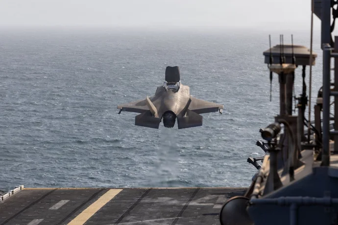 A U.S. Marine Corps F-35B Lightning II takes off