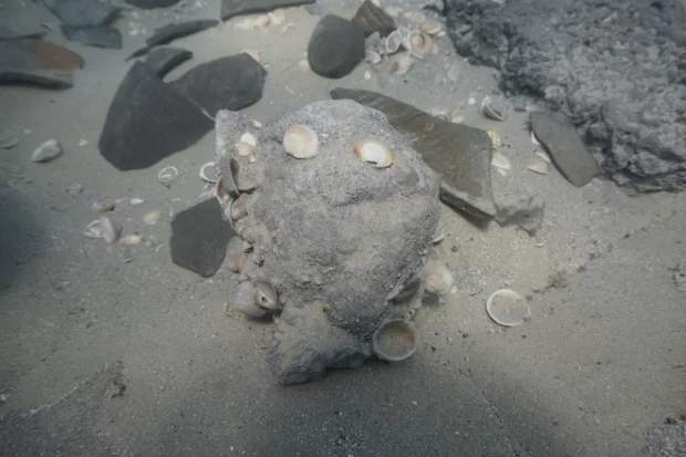 A semifinished iron chunk (known as ‘blooms’) found at the Dor/Tantura Lagoon off the Carmel Coast in Northern Israel in a discovery unveiled in the Heritage Science Journal in March 2026. (Marko Runjajić́/Tantura Underwater Excavation)