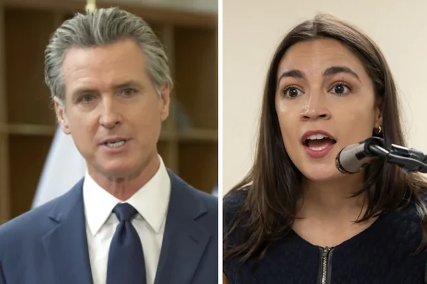 California Governor Gavin Newsom, U.S. Representative Alexandria Ocasio-Cortez (Photo: Shutterstock)
