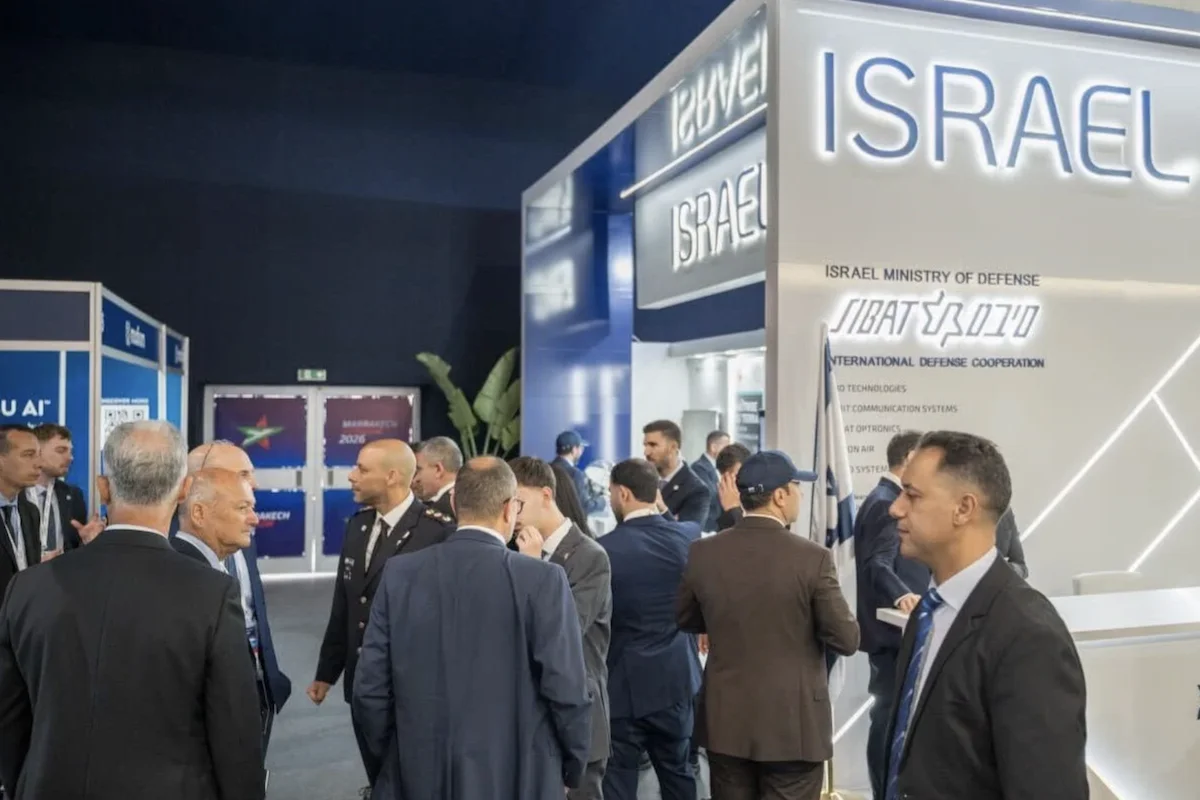 Israel’s national pavilion at Marrakech Airshow, October 8, 2026. (Photo: Defense Ministry)