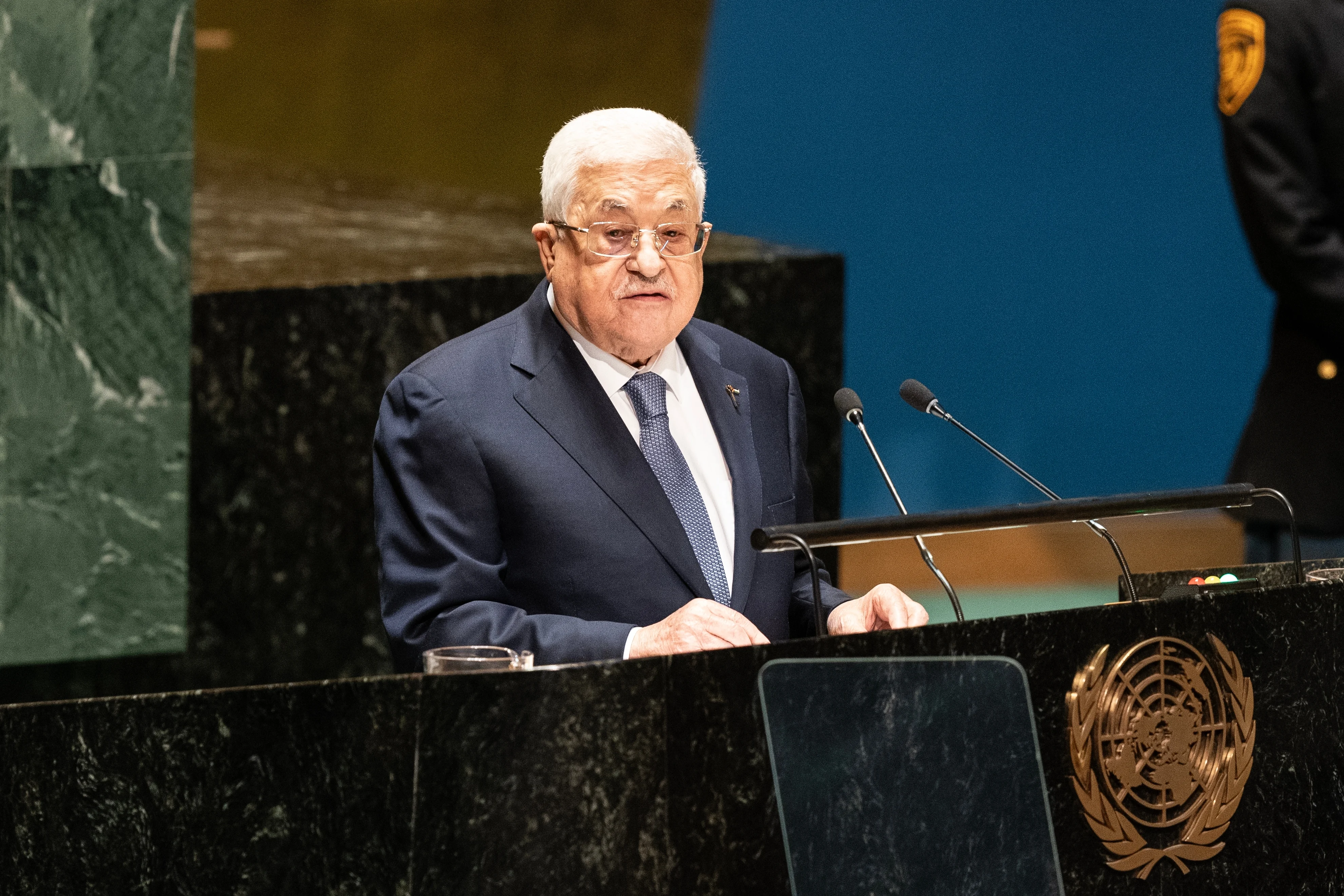 Mahmoud Abbas, President of the State of Palestine speaks at UN Headquarters in New York
