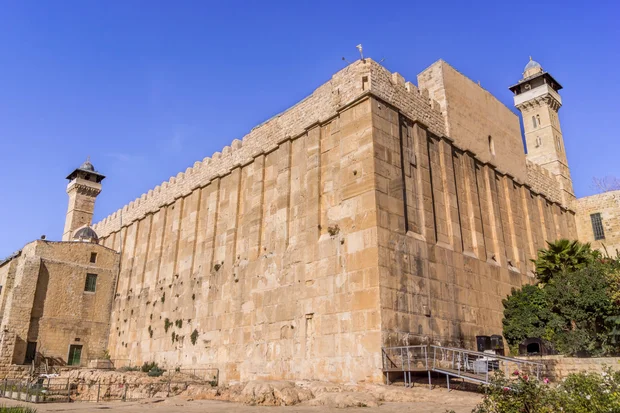 The Cave of the Patriarchs (Tomb of the Patriarchs, Machpelah), a religious shrine, in the downtown of Hebron, Israel. 14 January 2024. (Shutterstock)