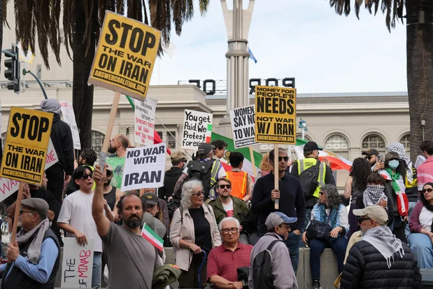 Anti war protesters rally calling for an end to the war with Iran, San Francisco, CA, March 7, 2026. (Photo: Shutterstock)