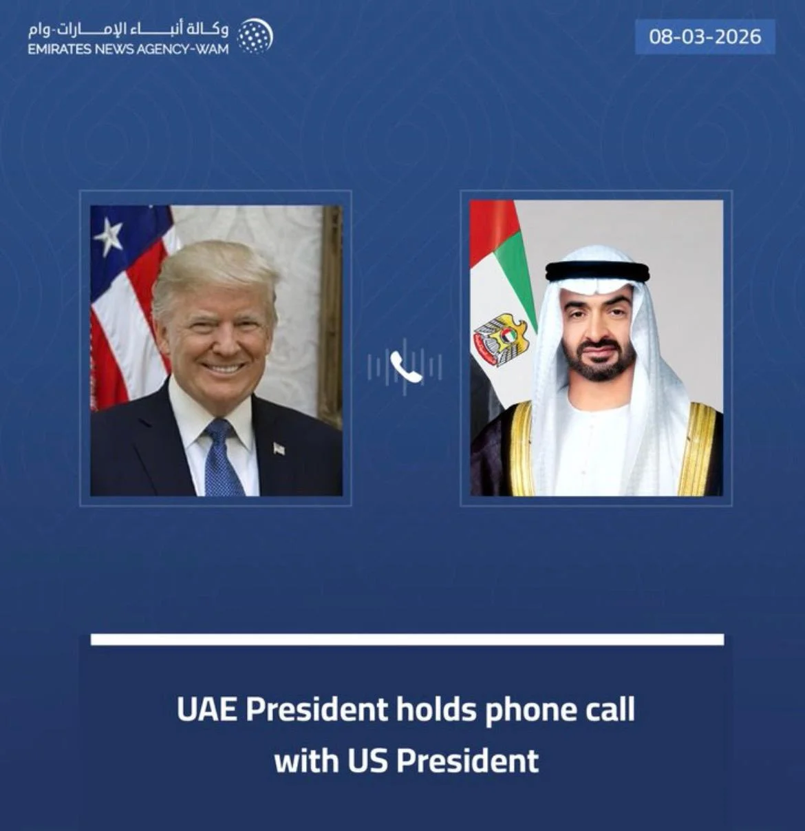 U.S. President Donald Trump and UAE President Mohamed bin Zayed Al Nahyan