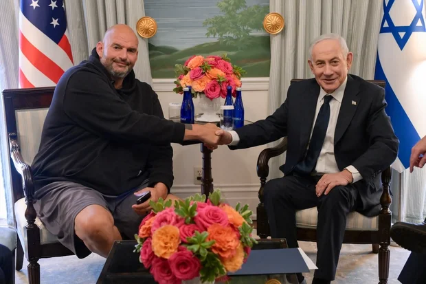 Israeli Prime Minister Benjamin Netanyahu meets with U.S. Senator John Fetterman in Washington, DC, July 29, 2026. (Photo: Ma'ayan Toaf/GPO)
