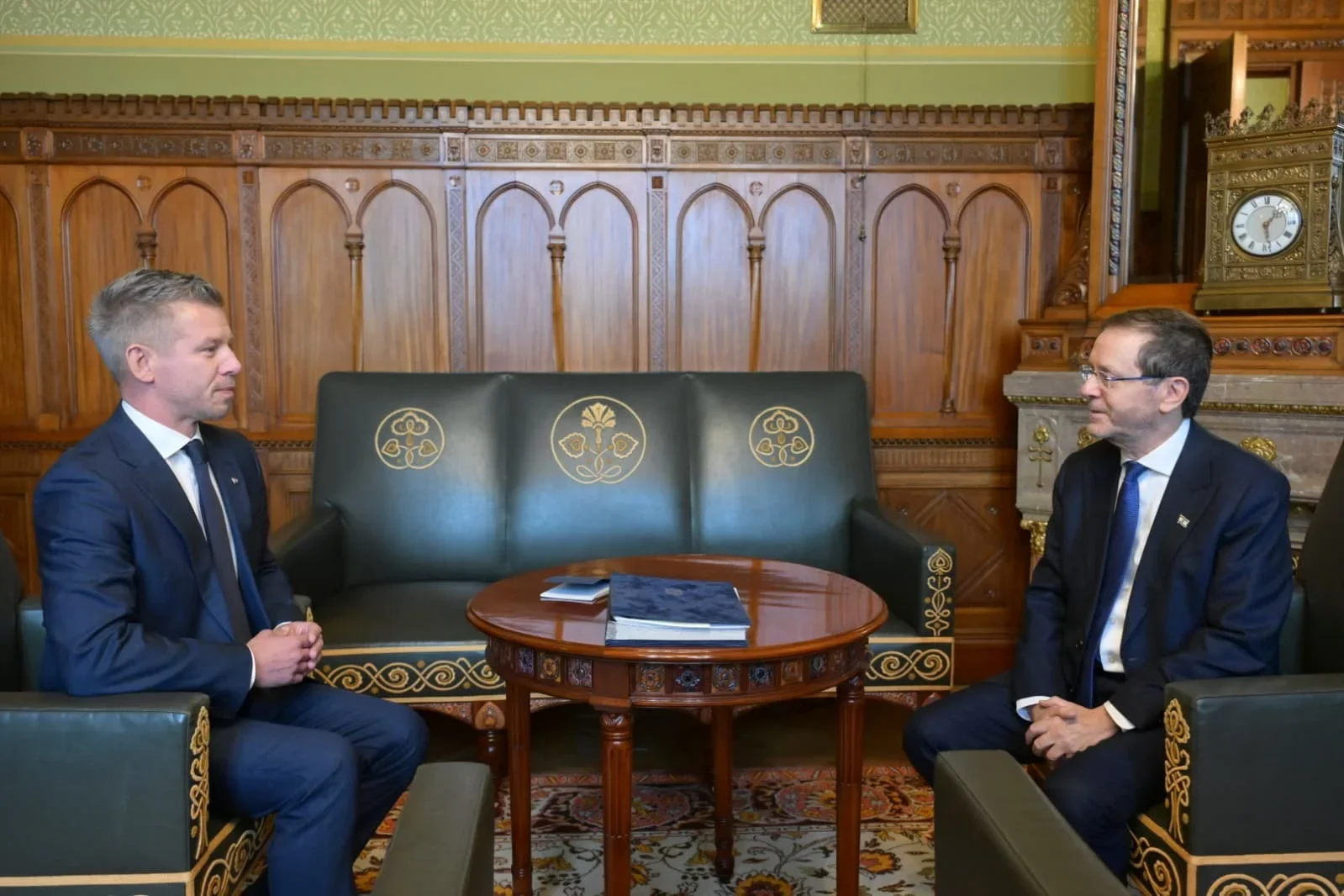 Israel President Hezog meets with Hungary Prime Minister Peter Magyar at Hungarian Parlament Budapest, Hungary Photo: Amos Office of the President by Ben-Gershom / GPO